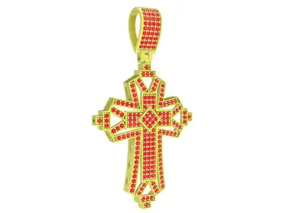 luxury diamond cross pendant 3943 3D print model