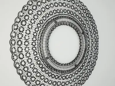 Round Peacock Mirror 3D model