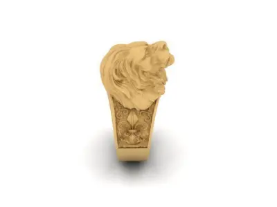 majestic lion ring - a symbol of strength and royalty 3D print model