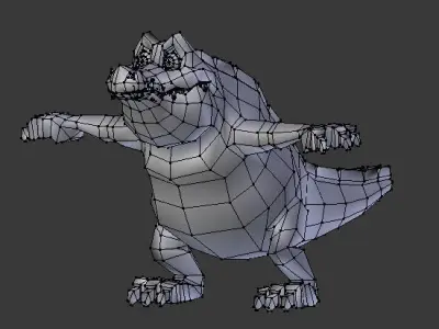 Crock cartoon  Low-poly 3D model