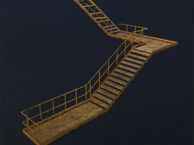 Modular Industrial Staircase Low-poly 3D model