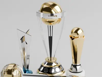 ICC trophies 3d model pack Low-poly 3D model