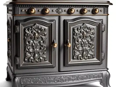 Baroque Carved Cabinet model pack Low-poly 3D model