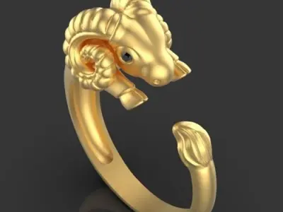 ram sheep ring Silver Gold  Print 3D print model