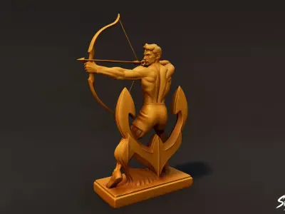 Golden Archery Statue Low-poly 3D model
