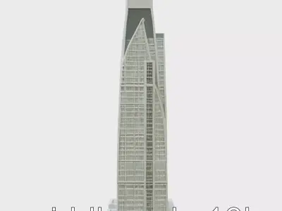 Futuristic Skyscraper Architectural Design Low-poly 3D model