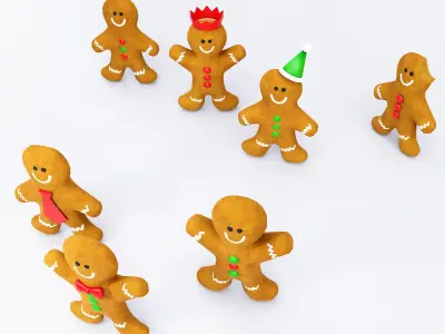 Gingerbread man 3d model Low-poly 3D model
