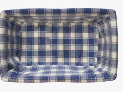 Wicker basket rectangular with fabric dark brown 3D model