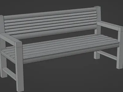 Wooden bench Free low-poly 3D model