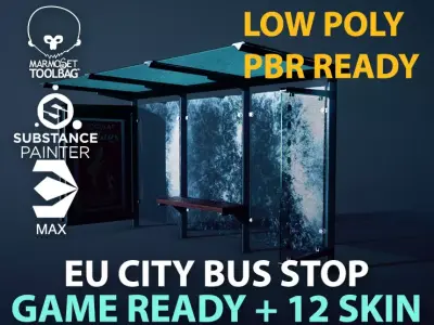 Bus stop Free low-poly 3D model