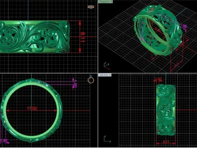 openwork wedding rings 3D print model