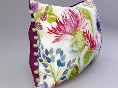 Voyage Cushion - Thistles -Pom Pom Pillow 3D model