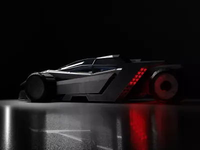 Futuristic Cyber Car 3D Model Low Poly Blend FBX OBJ 2K Textures Low-poly 3D model