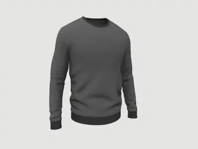Sweater full sleeves grey Low-poly 3D model