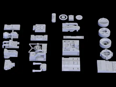 Scifi Greeble Kitbash 3D model