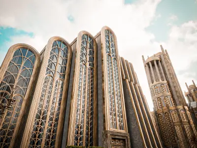 ART DECO SKYSCRAPER BUILDING 02 Low-poly 3D model