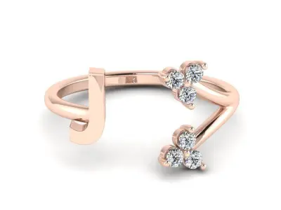 Jewelry Alphabet Ring J with Diamonds  3D print model