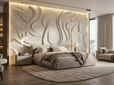 Modern Abstract Relief Panel Wall Decor Set STL Mural CNC 315  3D model