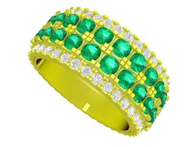 Luxury Multi Row Pave Gemstone Band Ring 4853 3D print model