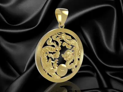 Luxury Dragon Phoenix Yin Yang Pendant Jewelry  2645 3D print model