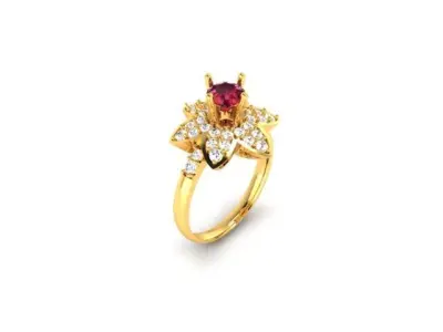 Solitaire Engagement Wedding Ring 3D print model 2