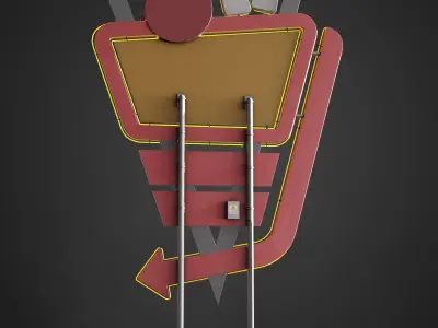 Car Cinema Billboard in 3 versions Low-poly 3D model