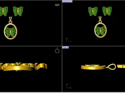  Unique Diamond Butterfly Pendant - 0034 3D print model