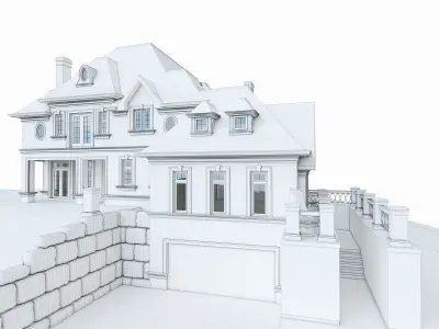 Luxury Mansion House Low-poly 3D model