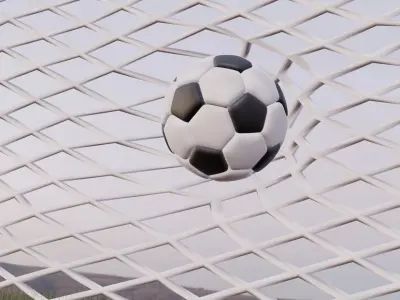 Football soccer ball in grass Low-poly 3D model