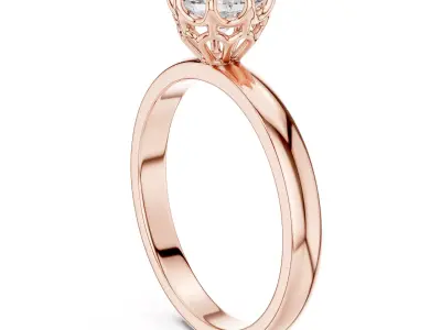 Round Diamond Solitaire Ring 3D print model