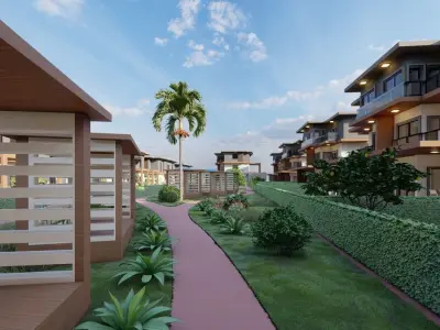 Modern 3D Villa Complex with Private Pools and Elegant  3D model