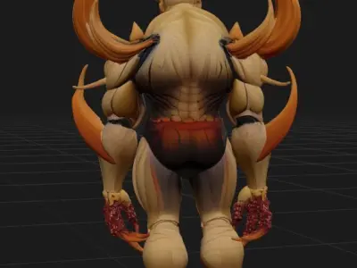 Wood-Blood Genetically Engineered Bio-Horror Rigged 3D Model 3D model