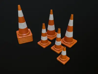 Traffic Cone 01 PBR Game-ready Low-poly 3D model