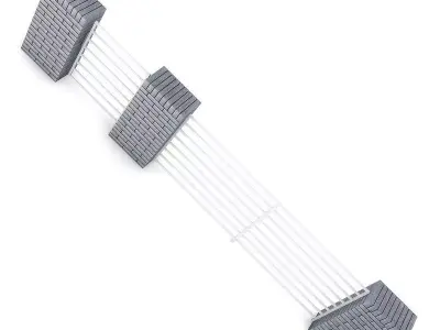 Concrete Fence with Gate 05 3D model
