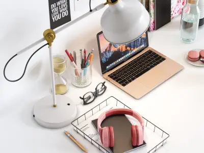 Decorative Set Workspace for Girls 3D model