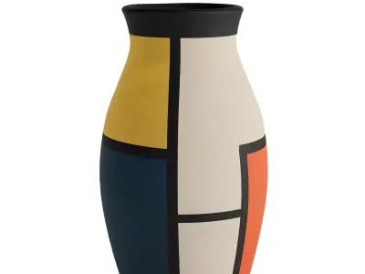 Modern Bauhaus Inspired Ceramic Vase 3D model