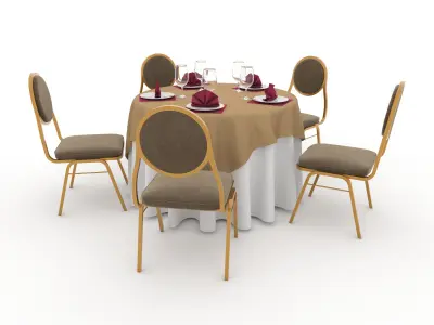 Banquet Table and Chair 13 3D model
