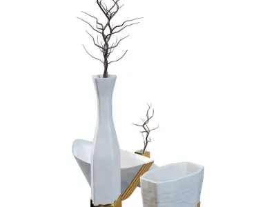 Wildwood Vase Set Low-poly 3D model