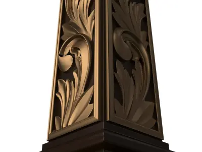 Stair Baluster 03 Red Low-poly 3D model