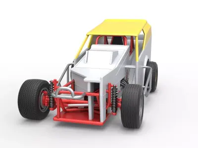 Vintage Dirt Modified stock car Version 7 Scale 1 to 25 3D print model