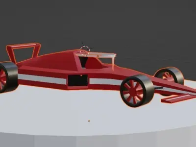 Low Poly Red Formula Car 3D Model Low-poly 3D model