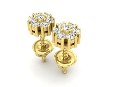 AV 333 Diamond Cluster Flower Stud Earrings 3D print model