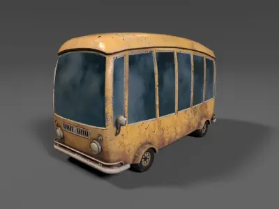 Stylized Cartoony Bus or Van - REMASTERED Low-poly 3D model