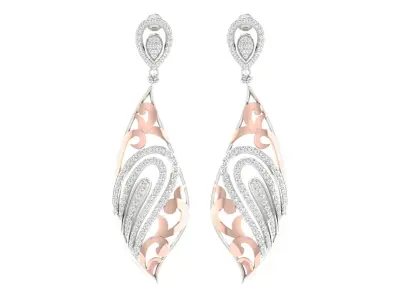 Women Drop Earrings 3dm STL OBJ FBX Renders Details 3D print model 14