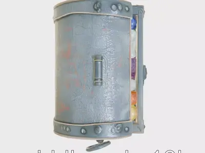 Underwater Treasure Chest with Bioluminescent Pearls and Gems Low-poly 3D model