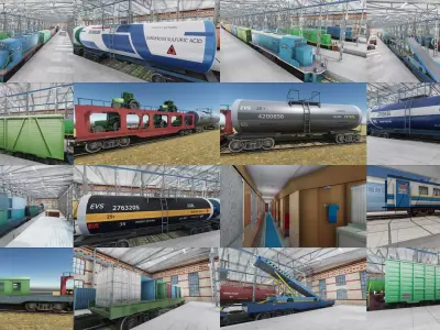 Railway Trains and Props Collection 3D Model Pack