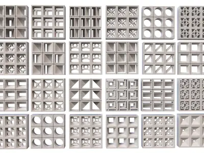 Brick Roster partitions wall 04 Low-poly 3D model