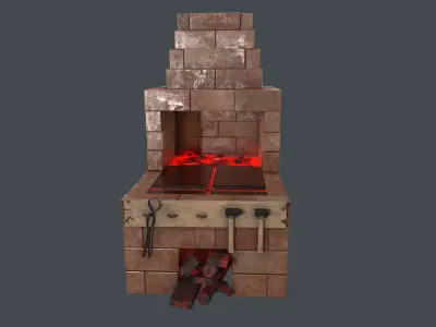 Black Smith Forge LowPoly Low-poly 3D model