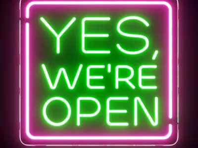  Yes Were Open Neon Sign 3D model