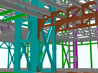 steel frame stuctural building Low-poly 3D model